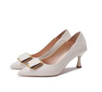 ERICAT Talons Aiguilles Femmes Fine avec Quatre Saisons Version coréenne De La Boucle Carré Dames Cuir Souple Commuter Chaussures Chaussures Unique Femmes