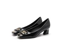 ERICAT Talons Hauts à tête carrée des Femmes Bouche Shallow Rugueux Talons Hauts Commuting Mode Tempérament Carré Boucle Talons Hauts 4cm Talon Confortable Talons Hauts