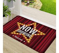 ERICAT Tapis de Porte Paillasson d'Entree Interieur et Extérieur Tapis,Cinema Movie Vintage Neon Glow r Shape sur Un Rideau Rouge,Antidérapant et Absorbant Tapis pour Chambre 50x80cm