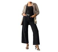 ERICAT Zelobia Pants, Lovinpro Wide Leg Jeans, Cropped Wide-Leg Patch Pocket Jeans, Washed Stretch High Waisted Flared (Color : Black, Size : XL)