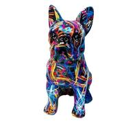 Erice Décoration graffiti, statue moderne colorée de bouledogue français, statue de bouledogue français, sculpture d'animaux artisanaux en résine, figurines d'art, figurine créative de bouledogue
