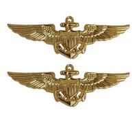 Ericetion 2 Pièces Épingle À Ailes Or Insigne De Pilote Costume De Pilote Épinglette en Alliage Broche À Air Épingle De Pilote Épingle À Ailes en Métal pour Chapeau Chemise Uniforme Costume De Pilote