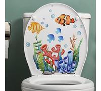 Ericetion 3D sous-Marin Décalcomanies des Toilettes Autocollants De Couvercle Amovible Étanche De Siège De Toilette Étanche pour Salle De Bain WC Toilette Decor