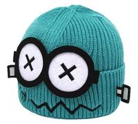 Ericetion Bonnet Côtelé Humoristique en Maille, Motif Robot Dessin Animé, avec des Yeux Mignons des Traits Barrés, pour Femme, Idéal pour l'hiver Un Style Décontracté.