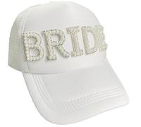 Ericetion Casquette de mariée Blanche avec Perles, Casquette de Baseball pour Mariage et Enterrement de Vie de Jeune Fille, Chapeau de fête de Mariage.