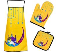 Ericetion Ensemble De Tablier De Cuisine Ramadan Mubarak, Manique De Four Résistant À Chaleur pour Cuisson en Cuisine.
