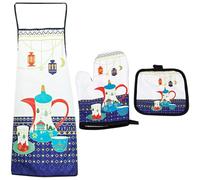 Ericetion Ensemble De Tablier De Cuisine Ramadan Mubarak, Manique De Four Résistant À Chaleur pour Cuisson en Cuisine.