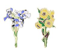 Ericetion Épingles De Revers De Broche en Émail Van Gogh Sunflower - 2 Pack, Badge De Fleur pour Chapeaux, Vêtements, Sacs À Dos, Cadeau De Bijoux pour Femmes