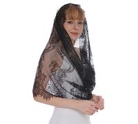 Ericetion Femmes Lace Mantilla Catholic Church Chapel Veil Cover Formal Cover Scarpe Châle Brodée Espagnole pour La Communion De Masse Latine