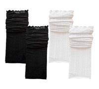 Ericetion Lot De 4 Paires De Chaussettes Hautes en Dentelle pour Femme, Style Bottes, Patchwork, Mollet, Mignonnes, Bordure Y2k, Style Lolita