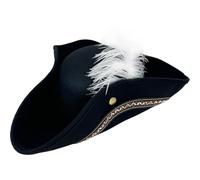 Ericetion Nouveauté Boucanier Chapeau Adulte Pirate Chapeau Tricorne Chapeau avec Plume Blanche Cosplay Pirate Chapeau Chapeau Vintage Costume Accessoires Habiller Buccaneer Tricorn