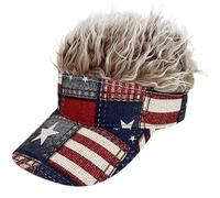 Ericetion Perruque Unisexe Rétro Patriotique en Polyester, Idéale pour Les Soirées À Thème Les Concerts. Confortable Légère, Elle Est Ornée d'un Drapeau Unique.