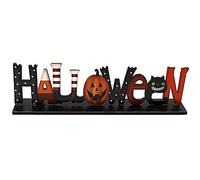 Ericetion Signe des Lettres en Bois d'halloween Halloween Wood Pumpkin Signe Décorations De Bureau en Bois pour Halloween
