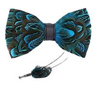 Ericetion Tie À Papiers en Plumes Et Ensemble De Broche, Accessoire De Marié Fait À La Main pour Les Événements De Mariage Et De Fête