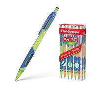 ErichKrause stylo à bille rétractable 0,35 mm lot de 12 bleu - écriture facile et douce - forme fine - stylos et accessoires de bureau - avec grip en caoutchouc - XR-30 Spring