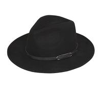 Ericotry Chapeau Fedora à large bord - Chapeau classique en feutre noir avec boucle de ceinture - Trilby, Panama, style Derby, Noir , Medium