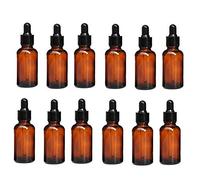 ericotry Lot de 12 flacons compte-gouttes vides en verre ambré rechargeables avec pipettes compte-gouttes en verre pour huiles essentielles, parfums, aromathérapie, chimie en laboratoire (20 ml)