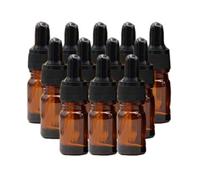 ericotry Lot de 12 flacons compte-gouttes vides rechargeables en verre ambré avec pipette en verre pour aromathérapie, huile essentielle, liquide et bouchon de tablier noir (5 ml)