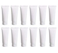 Ericotry Lot de 12 tubes vides rechargeables en plastique souple pour cosmétiques, maquillage, voyage, lotion, baumes à lèvres, gel douche, produits de toilette, blanc (Blanc) - 15195302099