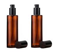 Ericotry Lot de 2 bouteilles de voyage en verre ambré de 120 ml avec pompe noire - Distributeur de lotion étanche pour huile essentielle, crème, shampooing