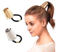 ericotry Lot de 2 élastiques à cheveux ronds en métal pour femme et fille Doré + argenté