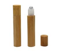 ericotry Lot de 2 flacons vides en bambou de 15 ml avec bille en acier inoxydable pour huiles essentielles, parfumées, baumes à lèvres