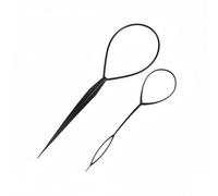 ericotry Lot de 2 outils de tressage pour queue de cheval (grande et petite) - Pour femme (noir)