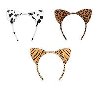 ericotry Lot de 3 bandeaux à oreilles de chat en peluche pour Halloween, cosplay, fête
