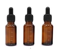 ericotry Lot de 3 flacons 20 Millilitres compte-gouttes gradués en verre ambré vides rechargeables pour huiles essentielles cosmétiques Elite Fluid Container Jar Pot Holder avec pipette en verre