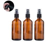 ericotry Lot de 3 flacons vaporisateurs vides rechargeables en verre ambré de 100 ml pour voyage, maquillage, échantillons, lotions, huiles essentielles