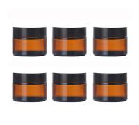ericotry Lot de 6 pots vides rechargeables en verre ambré avec doublure intérieure et couvercles noirs pour crème visage, baume à lèvres, beurre corporel et autres (5 ml), marron, 5ml/0.17oz