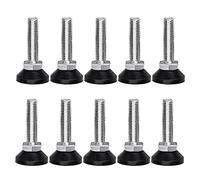 Ericrise 10 Pcs Pied de Nivellement pour Meubles, Vis Réglage Meuble Ajustable Mobilier Filetage M10 x 38 mm Vérin Outil Réglable Table Lit Placard, Noir, Argent