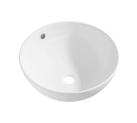 Eridanus Évier de salle de bain avec trop-plein, lavabo rond en porcelaine vitreuse pour comptoirs, lavabo rond en céramique, idéal pour les vestiaires, 430 x 430 x 180 mm
