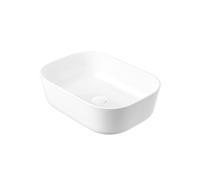 Eridanus Évier de salle de bain rectangulaire à poser - Lavabo carré en porcelaine vitreuse - Lavabo en céramique pour toilettes, vestiaires - Blanc brillant - 465 x 325 x 135 mm