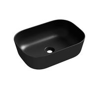 Eridanus Évier de salle de bain rectangulaire à poser - Lavabo carré en porcelaine vitreuse - Lavabo en céramique pour toilettes, vestiaires - Noir mat - 465 x 325 x 135 mm