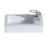 Eridanus Lavabo de salle de bain, à suspendre au mur, rectangulaire, en céramique, blanc, peu encombrant, avec robinet droit pour lavabo, garde-robe, toilettes, petit lavabo moderne, à poser (bac