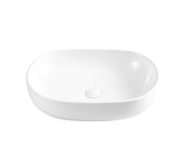 Eridanus Lavabo Ovale à Poser en Céramique Pour Salle de Bain, Meuble de Lavabo - Blanc Brillant, 600 x 400 x 150 mm