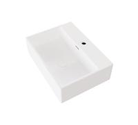 Eridanus Lavabo rectangulaire en céramique à suspendre au mur pour installation sur plan de travail Blanc brillant 520 x 380 x 150 mm