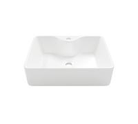 Eridanus Lavabo rectangulaire en céramique avec trou pour robinet, lavabo en céramique de qualité supérieure, lavabo en porcelaine vitreuse pour salle de bain, vasque, brillant blanc - 490 x 370 x 140