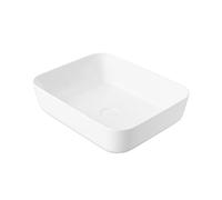 Eridanus Vasque rectangulaire à poser pour salle de bain, lavabo carré en porcelaine vitreuse, lavabo en céramique pour toilettes, vestiaires, meuble de toilette, blanc brillant, 500 x 390 x 140 mm
