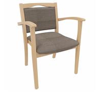 Erides Chaise pour seniors « Alexander » avec accoudoirs - Chaise de soins en hêtre massif rembourrée, ergonomique, stable, prête à l'emploi, pour personnes âgées, soins, cabinet et maison (tissu