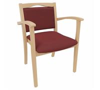 Erides Chaise pour seniors « Alexander » avec accoudoirs - Chaise de soins en hêtre massif rembourrée, ergonomique, stable, prête à l'emploi, pour personnes âgées, soins, cabinet et maison (cuir