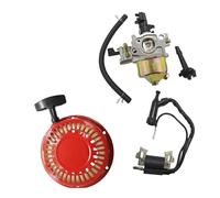 ERIHJOX Ensemble carburateur, Bobine d'allumage et Lanceur à Rappel for Moteurs GX120, GX140, GX160, GX168 et GX200 (5 CV, 5,5 CV et 6,5 CV) - Pièces de Jardin