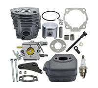 ERIHJOX Kit de carburateur à Piston et Cylindre de 46 mm for tronçonneuse 55/51, Support, Joint, Boulon, roulement à Aiguilles, pièce de Rechange