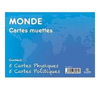 Erik® Cartes muettes A4 - France Politique et Relief - Pack de 10