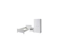 ERIK Lit simple 90x200 cm + Chevet + Armoire 2 portes