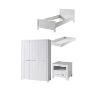 Vipack Erik Lit Simple 90x200 Cm + Chevet+ Armoire 3 Portes + Lit Gigogne