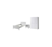 Pack - Lit Enfant, Chevet & Armoire "Erik" Blanc