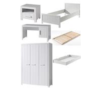 Vipack Erik Lit Simple + Chevet + Bureau + Lit Gigogne + Sommier + Armoire 3 Portes