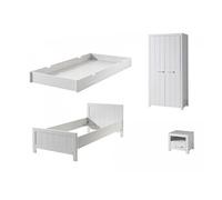Vipack ERIK Lit simple + Chevet en bois laqué + Armoire 2 portes + lit gigogne